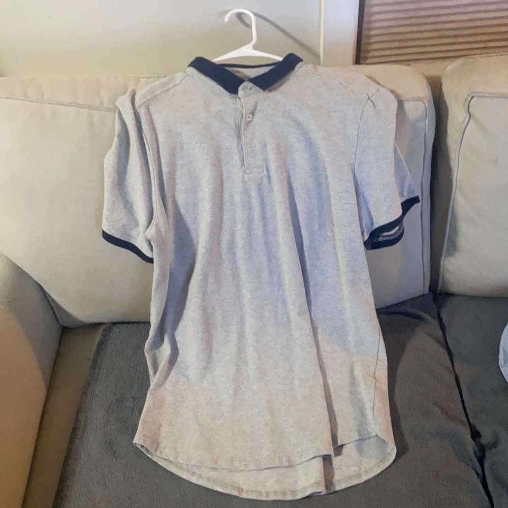 Men’s large polo - grey with navy collar